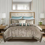 Madison Park Aubrey Cozy Comforter Set, Faux Silk Jacquard Paisley Design