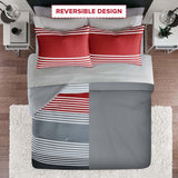 Comfort Spaces Twin XL Comforter Sets With Sheets Red Grey Stripes