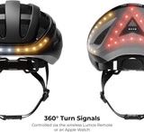 Lumos Kickstart Smart Helmet (Charcoal Black) | Bike Accessories | Adult: Men, Women | Front and Rear LED Lights | Turn Signals | Brake Lights | Bluetooth Connected