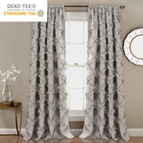 Lush Decor Gray Ruffle Diamond Curtains Textured Window Panel Set For Living Dining Room Bedroom Pair 84in X 54in