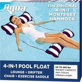 Aqua 4-in-1 Monterey Hammock Pool Float & Water Hammocks – 2-3-4 Multipacks – Multiple Colors/Styles – for Adults and Kids Floating