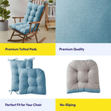 Sweet Home Collection Rocking Chair Cushion Premium Tufted Pads Non Skid Slip Backed Set of Upper and Lower with Ties, 1 Count (Pack of 1), Teal