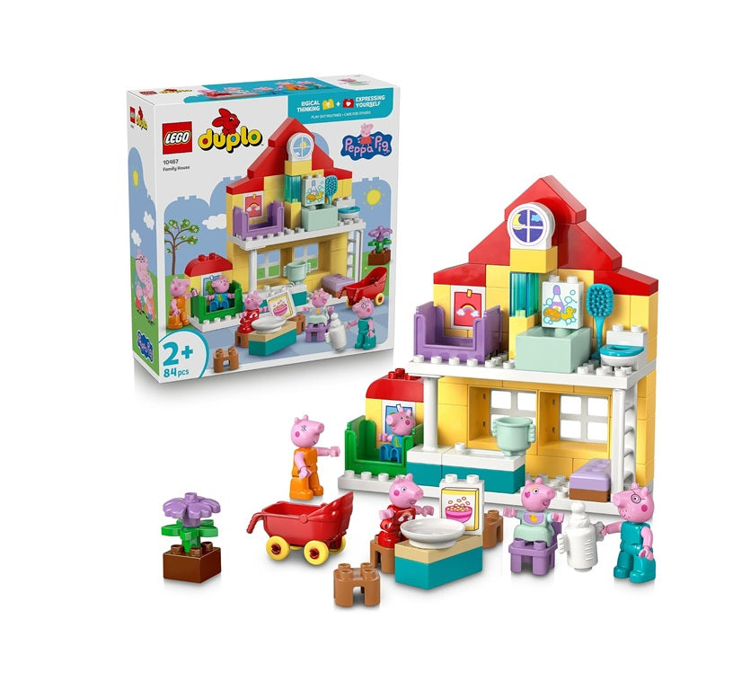 LEGO DUPLO Peppa Pig Family House Building Kit 10467, Peppa Pig Learning Toy for Imaginative Play, Toddler Gift for Young Kids Aged 2+, Playset Comes with the Full Family (84 Pieces)
