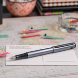 PILOT Explorer Lightweight Fountain Pen, Includes CON-B Converter; Gray Barrel, Fine Nib (12271)