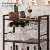 TUTOTAK Bar Cart With Wine Rack And Glass Holder