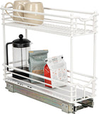 Household Essentials Narrow Sliding Cabinet Organizer Two Tier Organizer White 7in