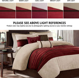 Madison Park Palmer Comforter Set Luxury Faux Suede Design Queen 90in X 90in Red 7 Piece