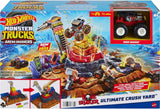 Hot Wheels Monster Trucks Playset & Toy Truck, Arena Smashers Bone Shaker Ultimate Crush Yard, Exclusive 1:64 Scale Bone Shaker & 3 Crushable Cars