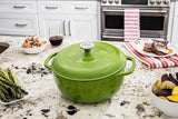 Lodge 6 Quart Enameled Cast Iron Dutch Oven with Lid – Dual Handles – Oven Safe up to 500° F or on Stovetop - Use to Marinate, Cook, Bake, Refrigerate and Serve – Avocado