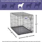 MidWest iCrate 36in Folding Metal Dog Crate With Divider Panel For Intermediate Dog Breed