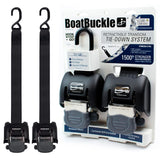 BoatBuckle G2 Stainless Steel Retractable Transom Tie Down, 2" x 43", Black