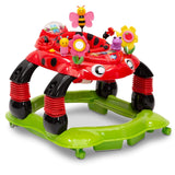 Delta Children Lil’ Play Station 4-in-1 Activity Walker - Rocker, Activity Center, Bouncer, Walker - Adjustable Seat Height - Fun Toys for Baby, Sadie the Ladybug