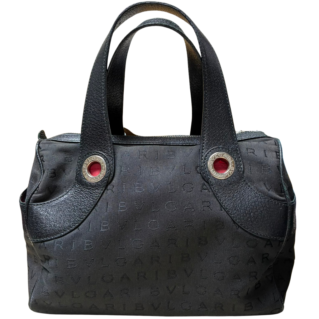 BVLGARI Logomania Canvas And Leather Mini Boston Handbag