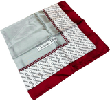 Christian Dior Vintage Silk Monogram Scarf Solid Burgundy Border All Over Repeating Oblique Logo Print 67CM X 67CM