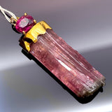 18KYG Pink Tourmaline & Diamond Pendant