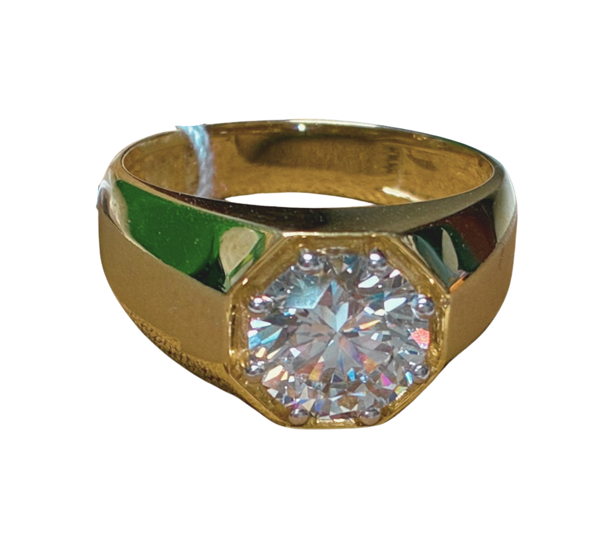 9K Yellow Gold Mens SignetStyle Ring 2.58 Carat Lab Grown E-F VVS1 Diamond Secondary image