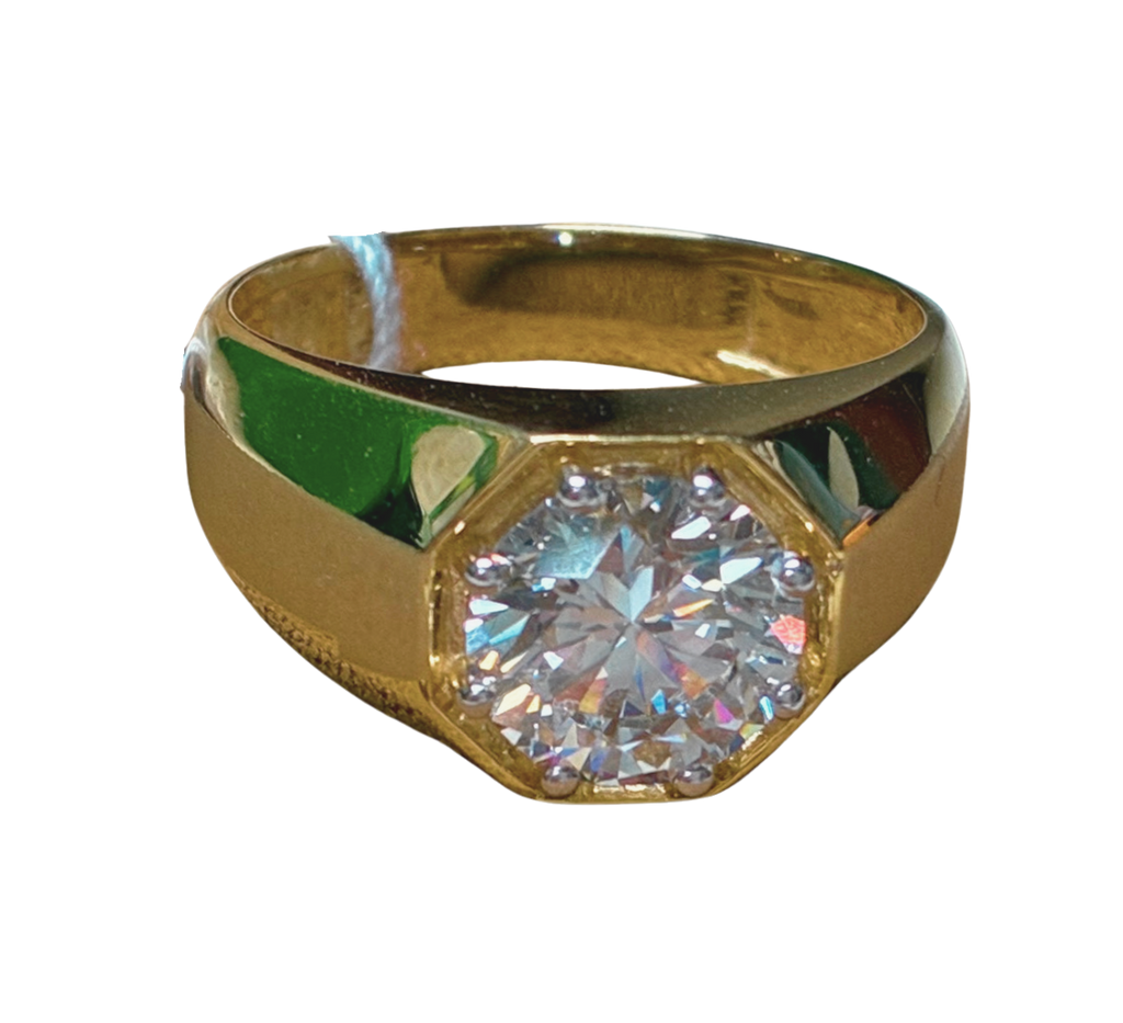 9K Yellow Gold Mens SignetStyle Ring 2.58 Carat Lab Grown E-F VVS1 Diamond