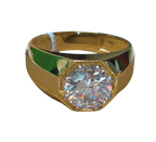 9K Yellow Gold Mens SignetStyle Ring 2.58 Carat Lab Grown E-F VVS1 Diamond