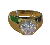 9K Yellow Gold Mens SignetStyle Ring 2.58 Carat Lab Grown E-F VVS1 Diamond
