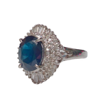 PT900 Oval Cut Sapphire Ring With Diamond Halos 7.7GM
