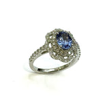 PT900 Unheated Blue Sapphire & Diamond Ring (GIA Cert)