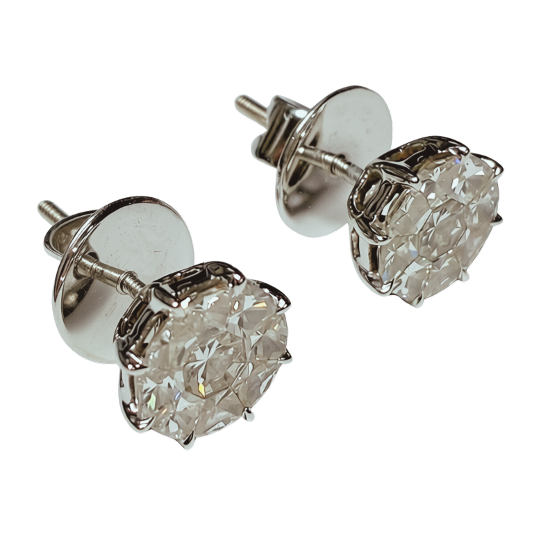750WG  PieCut Diamond Stud Earrings 5.36GM
