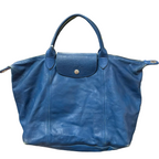 Longchamp Le Pliage Cuir Tote Blue