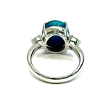 PT900 Natural Black Opal & Diamond Ring