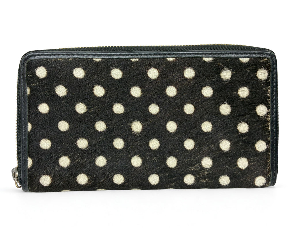 Furla Long Zip Around Wallet Black And White Polka Dot
