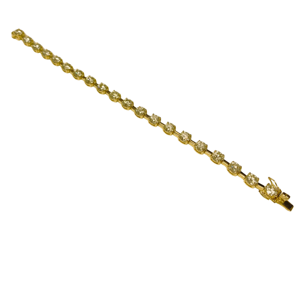 18KYG Brilliant Diamond Tennis Line Bracelet 12.3GM