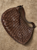 Sazaby Intrecciato Leather Shoulder Bag Brown