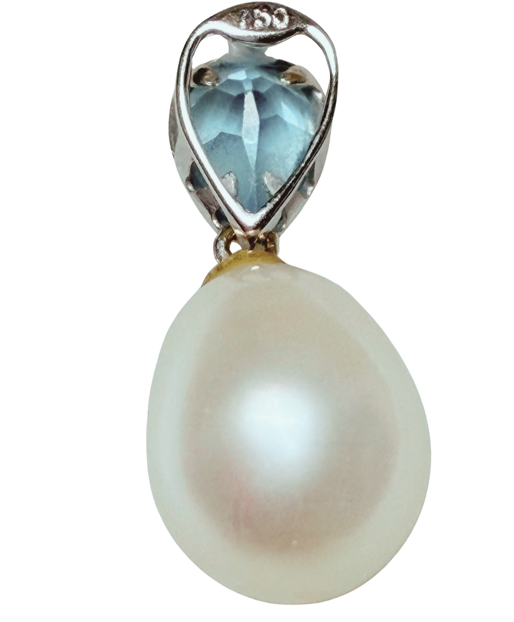 750WG Peart And Aquamarine Pendant 1.4GM