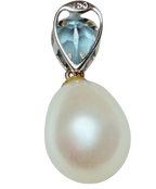 750WG Peart And Aquamarine Pendant 1.4GM