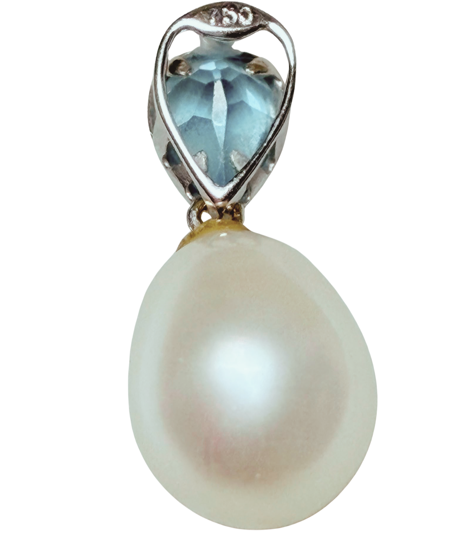 750WG Peart And Aquamarine Pendant 1.4GM