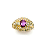 18KYG Ruby & Diamond Ring (GIA Cert)