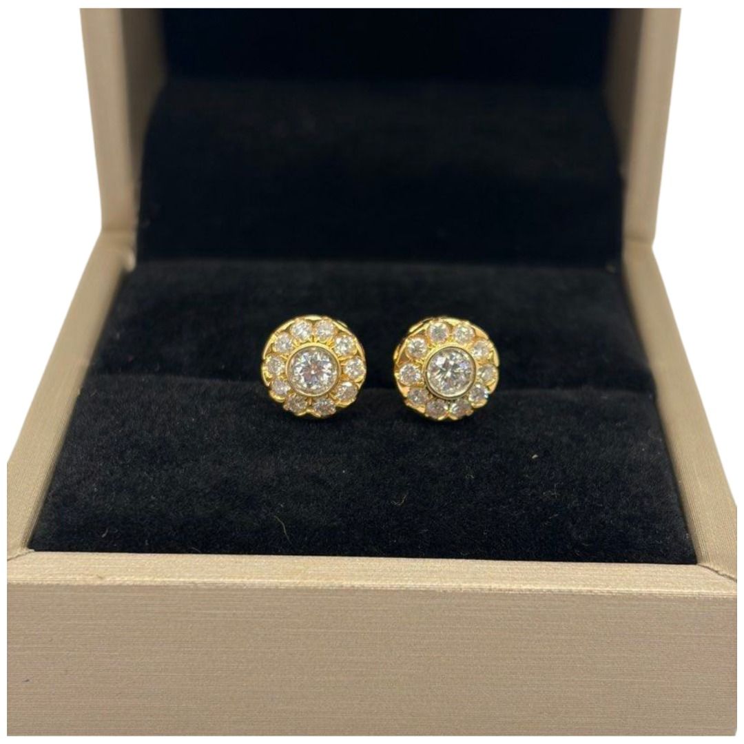 850 Yellow Gold Natural Diamond Earring
