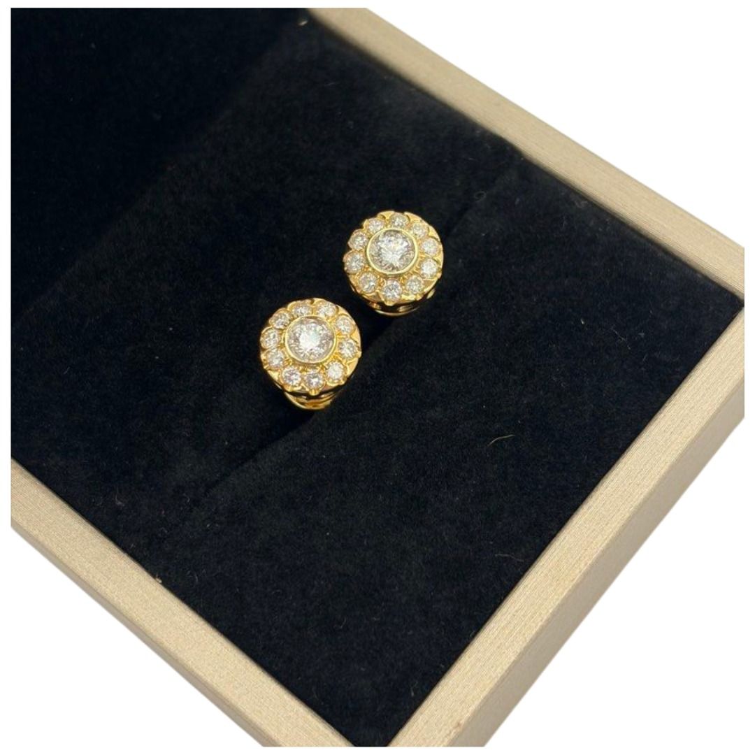 850 Yellow Gold Natural Diamond Earring
