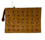 MCM Aren Medium Wristlet Zip Pouch Visetos Cognac Coated Canvas And Nappa Leather 29cm
