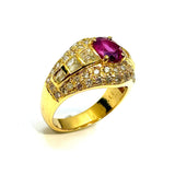 18KYG Ruby & Diamond Ring (GIA Cert)