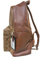 Coach F58314 Large Charlie Backpack Signature Coated Canvas Khaki Saddle Brown