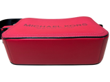 Michael Kors Cooper Logo Embossed Pebbled Leather Flight Bag Red