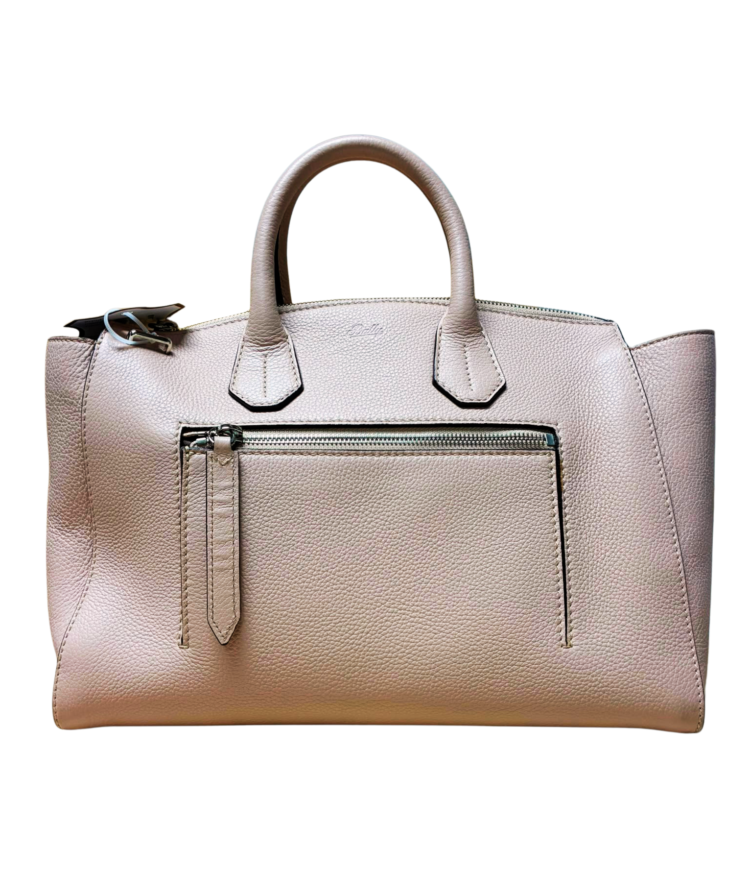 Bally Sommet ZIP Logo Engraved Leather 2way Handbag Shoulder Bag Pink Beige