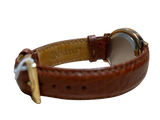 Omega Constellation Quartz Men Gold Face Leather Strap