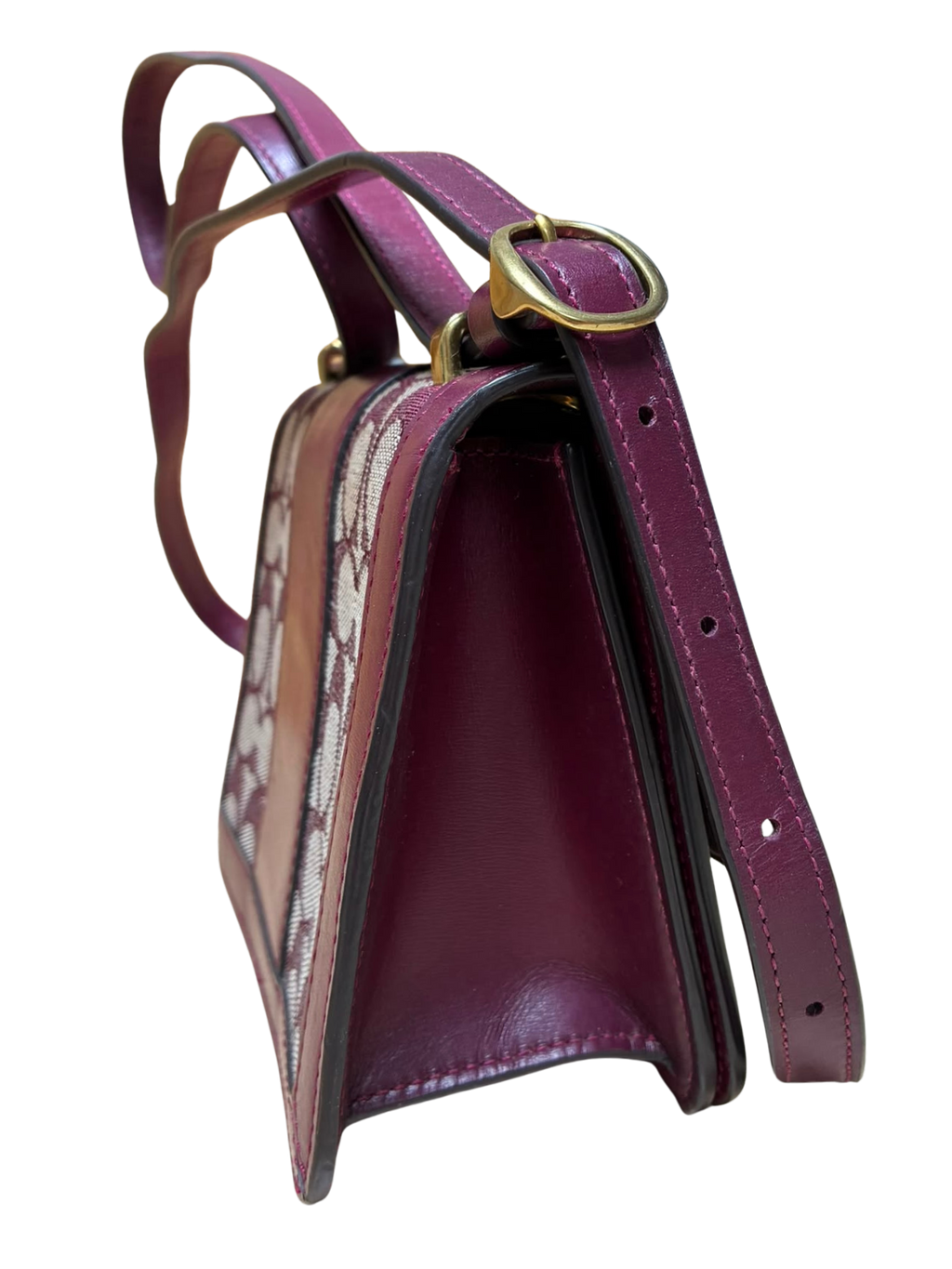 Coach Alie Shoulder Bag 18 In Signature Jacquard With Snakeskin Detail Brass Burgundy Blk Cherry