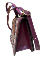 Coach Alie Shoulder Bag 18 In Signature Jacquard With Snakeskin Detail Brass Burgundy Blk Cherry