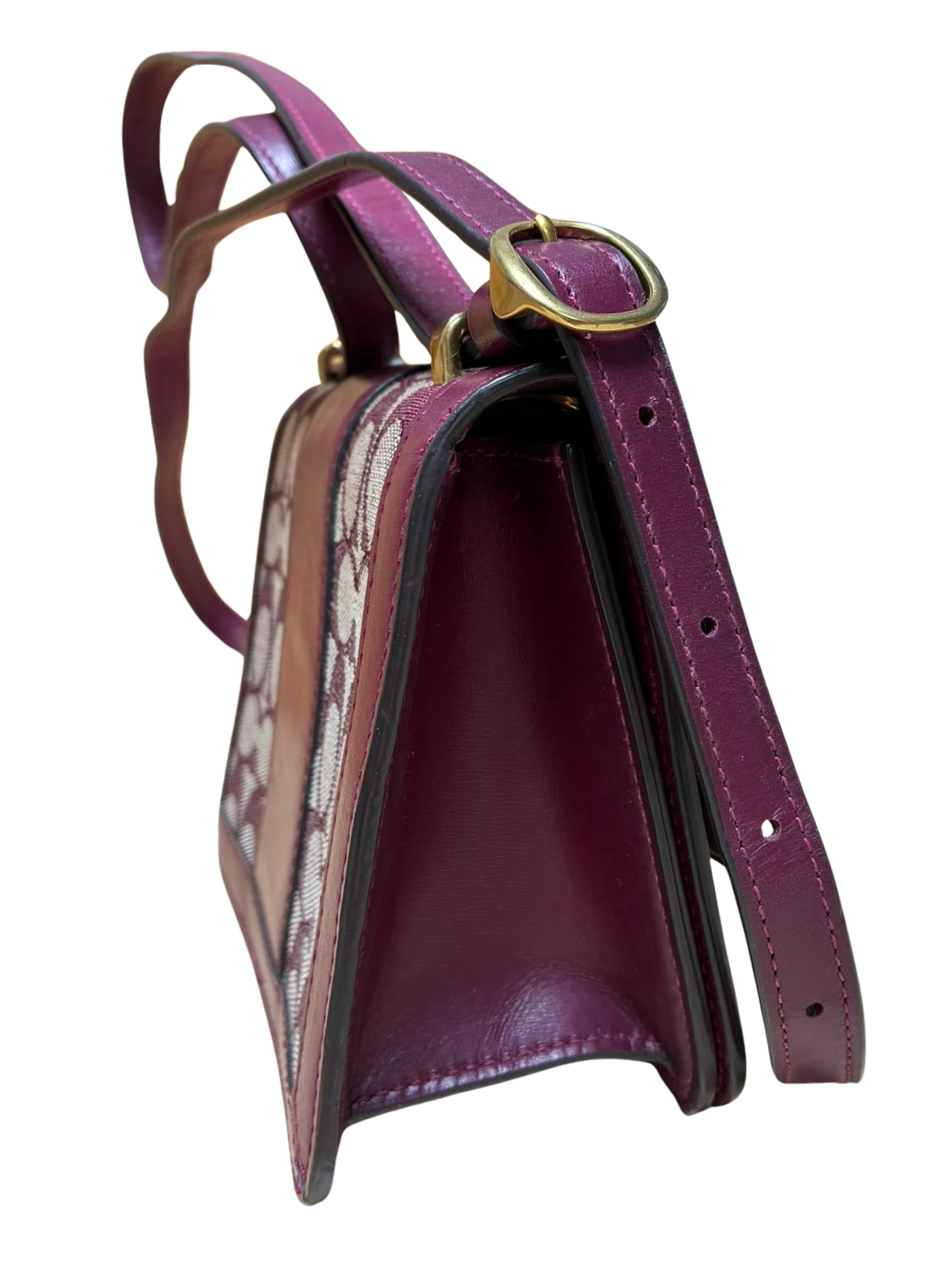 Coach Alie Shoulder Bag 18 In Signature Jacquard With Snakeskin Detail Brass Burgundy Blk Cherry