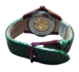 Tomaz TW003B Skeletor Automatic Watch Green Salmon Leather Strap