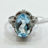 PT900 Aquamarine And Diamond Ring