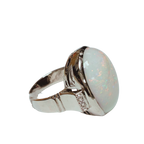 PT900 Cabochon Cut Opal And Diamond Cocktail Ring 19.0G Size 17
