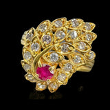 Ruby Ladies' Ring 18K Yellow Gold Ruby=0.2 & 22 Diamonds=0.5 / 4.9grm